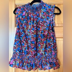 J.Crew Sleeveless Mockneck Top in Watercolor Floral Print